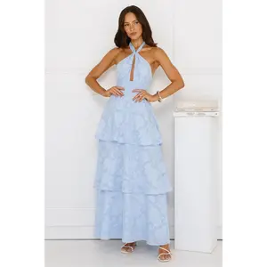 Island Sway Halter Maxi Dress Blue