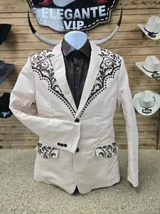 Lamasini Mens Embroidered Coat - Beige/Brown