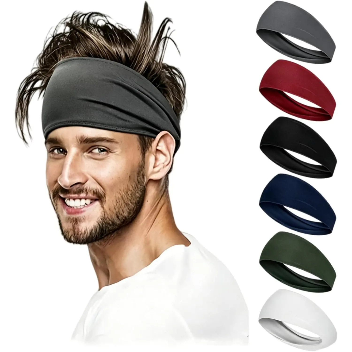 Unisex Nylon Blend Quick Dry Sports Headband - Tennis Sweatband, Stretch Hair Band for All Seasons, Workout Equipment Sport Headbands Training Headband