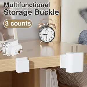 3 Counts Anti-Loss Charger Holder Organizer, adheres firmly to smooth surfaces without damage when removed for cable care