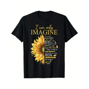 #TikTokShopRestock  Plus Size Faith-Inspired 'I Only Can Imagine' Christian T-Shirt - Soft Cotton, Crew Neck, Short Sleeve, Sunflower Design with Inspirational Quotes, Machine Washable, All-Season Comfort for Men & Women