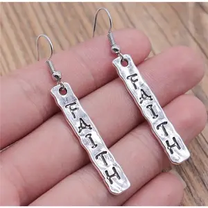 Beautiful Hammered Silver Faith Earrings