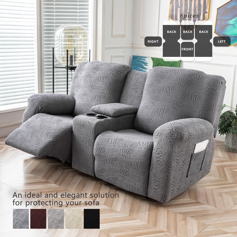 Recliner Loveseat Cover with Center Console, 2 Seater Leopard Sofa Slipcover with Pockets, Washable Stretch Furniture Protector #TikTokShopHolidayHaul