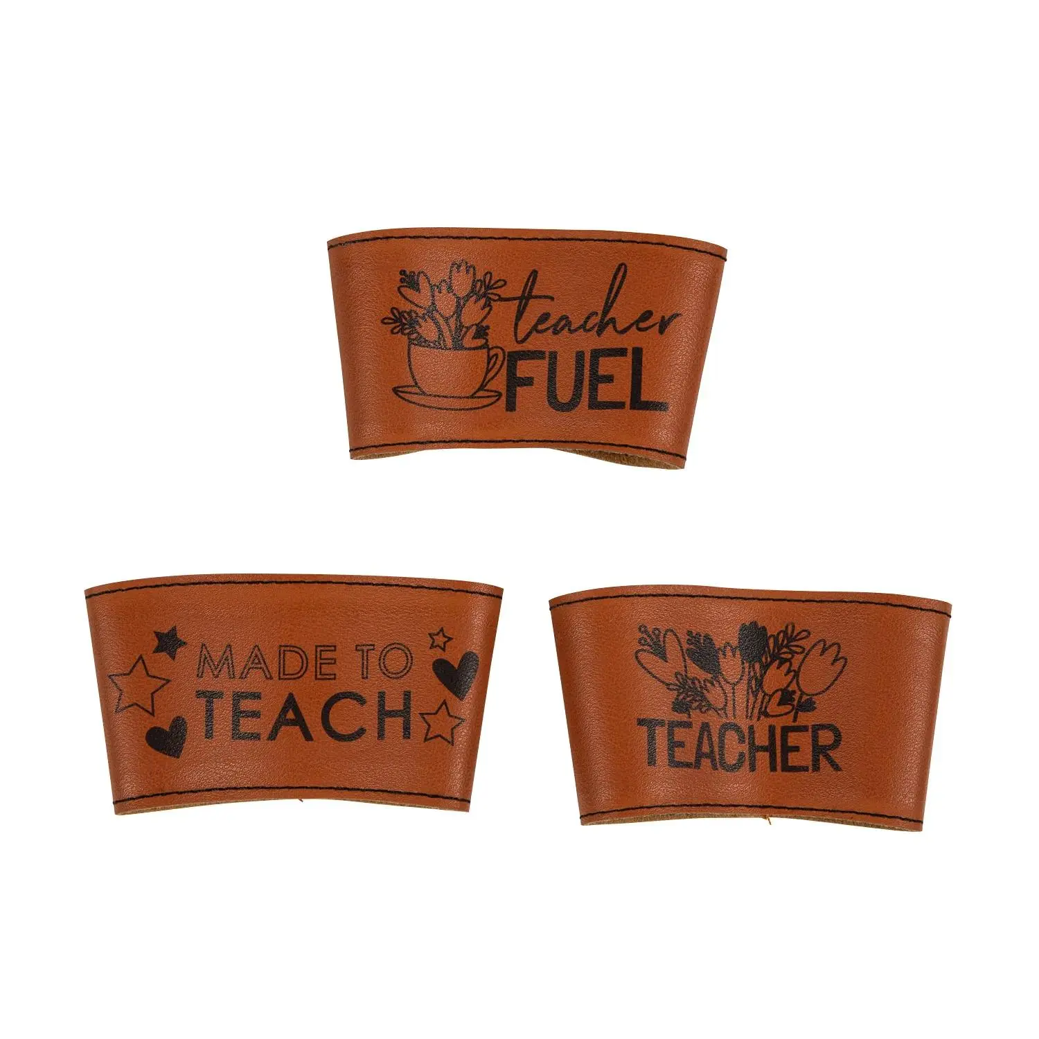 Reusable Paper Coffee Sleeves - 3-Pc, 9x2.75", Multicolor Teacher-Themed Gifts, Kitchenware Drinkware Accessories for Adults