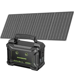 MARBERO 222Wh Solar Generator with 40W Solar Panel Portable Power Station 2 x 200W AC Outlets(300W Surge) 11 Output Ports Built-in Flashlight for Vanlife Camping Emergency