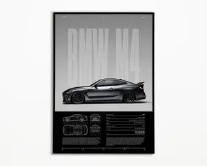 BMW M4 Competition Poster | Physical Print | Hyper Car Poster | Super Car Print | Art Print | Poster | Home Decor | Wall Decor