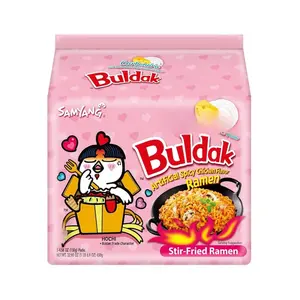 Samyang Buldak Spicy Ramen, Hot Chicken Ramen, Korean Stir-Fried Instant Noodle, Carbonara, 1 Bag with 5 Pack