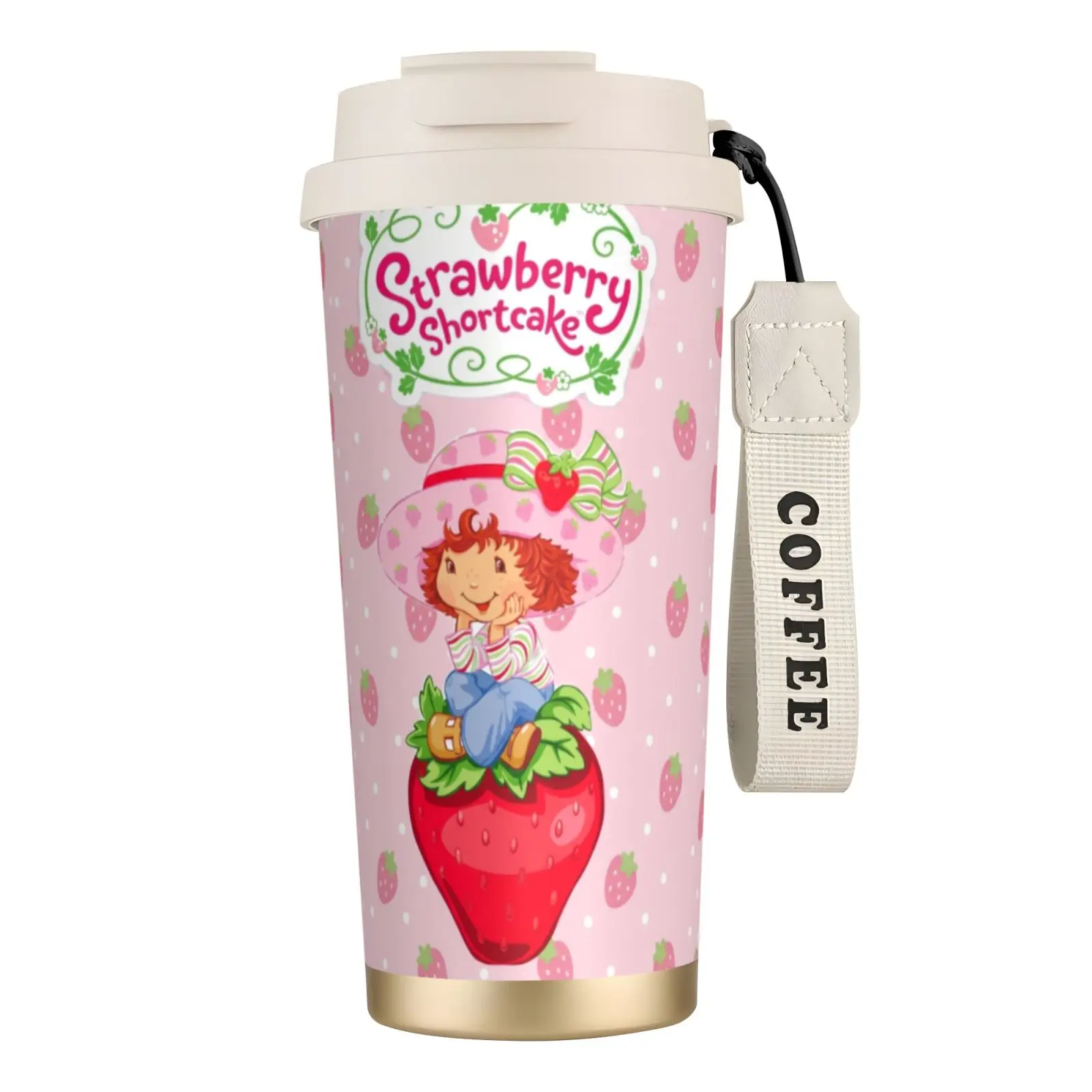 Strawberry Minimalist 316 SS Leakproof Straw Vacuum Flask - Portable Thermal Insulation Water Bottle, Stylish Kawaii High-Capacity Tumbler with Lid for Daily Hydration (Kitchenware, Drinkware), Water Bottles, Flasks
