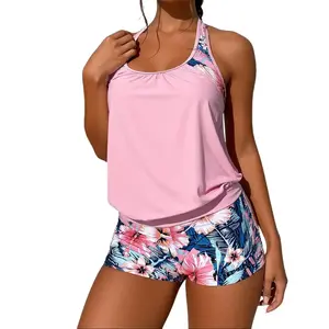 Womens   Two Piece Tummy Control Bathing Suits Blouson  Top with Sporty Boy Shorts Plus Size   for  Swimwear  for Curvy  Sexy Fashion Chic One-piece Swimwear for Beach Holiday, Ladies  for swimsuits tankini women
