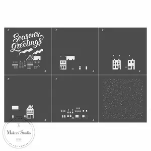 Layered Houses - Mesh Stencil 18x12