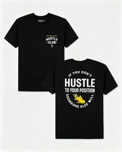 Hustle Club Motivational Baseball Double Sided Graphic Cotton Tee, Sports Inspirational Unisex Casual Short Sleeve Top, Match Athletic Shorts & Cleats for Training, Game Day & Daily Street Wear