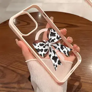 Premium Magnetic Case for iPhone11121314151617 promax Air Trendy Cow Print Bow y2k cased MagSafe Ready, Anti-Fall, Springtok and Ultra-Thin Design  Perfect for Everyday Use Cellphone Screen Protector Cover.QXE330.designer,case Protective Protection