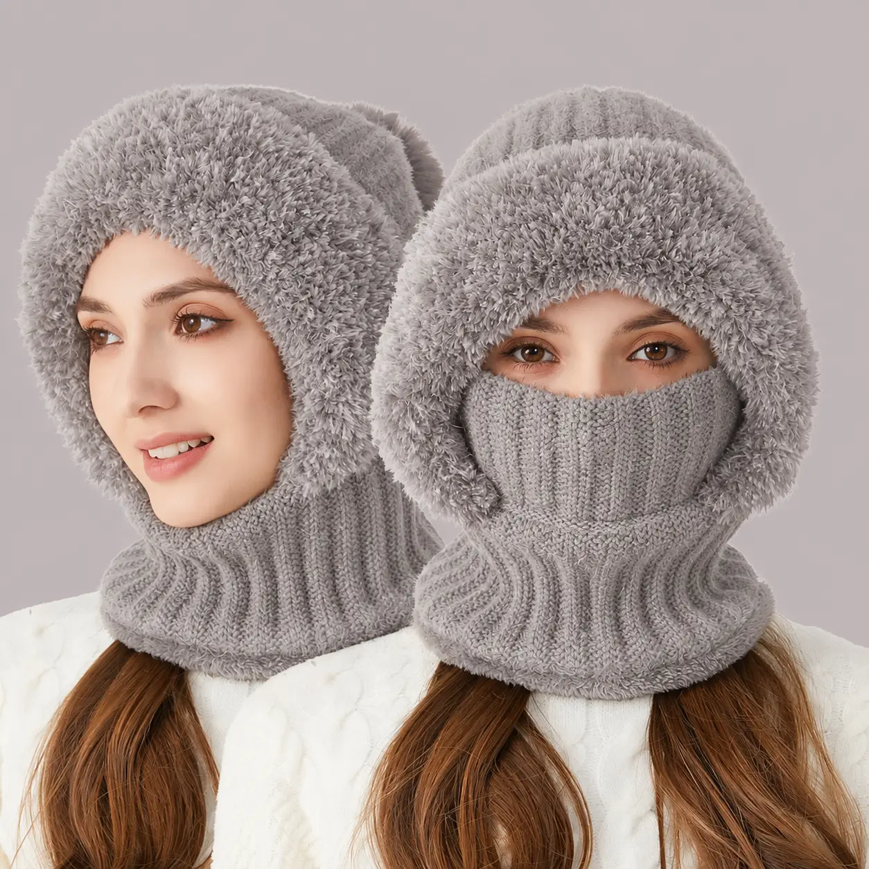 Winter Women's Plush Hat - 3-in-1 Warm andCozy Design for Daily Wear, Shopping andHoliday Travel, Perfect Gift for Her