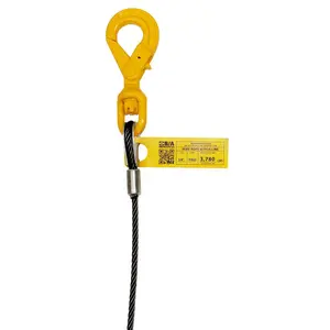 B/A Products Co. 3/8" Steel Wire Rope Assembly with Self-Locking Swivel Hook 4,250 lbs Capacity