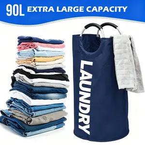 90L Large Laundry Basket,Laundry Hamper,Extra Large Dirty Clothes Hamper,Collapsible Waterproof Laundry Basket,Soft Foam Aluminum Handles,Space Saving Laundry Organizer,Family Bedroom Bathroom Laundry Room,For Women Men Teens Kids,#SummerVibes