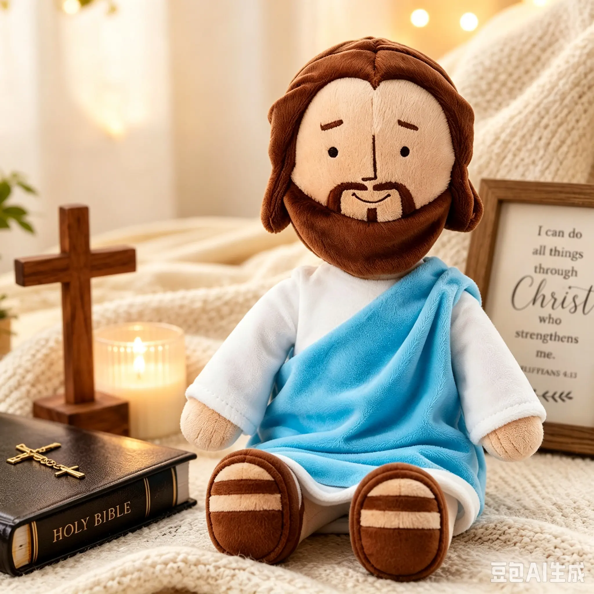 13-Inch Jesus Plush Doll - Soft Christian Stuffed Toy, Religious Home Decor Gift for Kids (Baptism, Easter Occasions) Christmas Ornaments