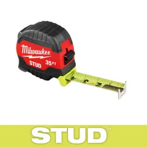 Milwaukee Tool Tape Measures, Length Ft.: 35.000, Graduation (Inch): 1/16, Blade Material: Steel, Standout Length (Feet): 14.00, Case Type: Closed, Rewind Type: Automatic 48-22-1435