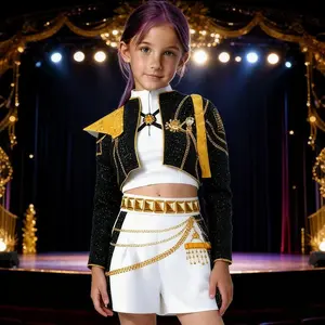 Demon Hunter Girls Costume 2-Piece Set |     TikTok Trending Jacket & Skirt for Halloween Cosplay, Dance Performance, Party Wear for Teens Kids