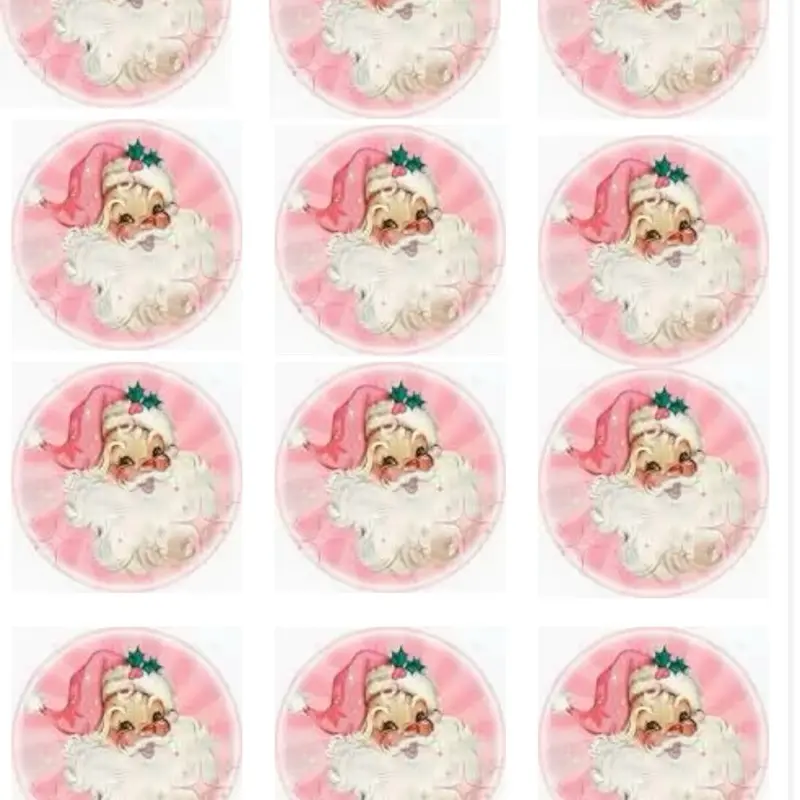Pink Christmas cupcake toppers EDIBLE topper Pink Santa cupcake topper Santa cookies Christmas cookies