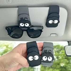 Magnetic Car Sun Visor Eyeglass Holder, Cute Coal Spirit Design, Strong Magnetic Stand, Car Interior Accessory (), Fun Design