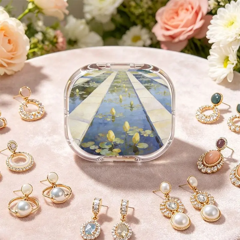 Lotus Path Clear Whisper Portable Double-Layer Earring Storage Box, New Multi-Grid Anti-Oxidation Ear Stud Jewelry Box, Light Luxury Mini Portable Small Jewelry Organizer