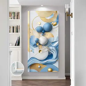 One Piece of Framed Large Wall Art Featuring Vibrant Colors, a Floral Canvas Print, a Poster with Golden Accents, And Textured Petals. This Purple And Blue Wall Decor Includes Art Prints And Posters, Making It an Ideal Gift for Home Decoration.