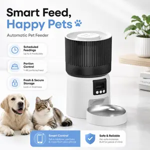 Automatic Cat Feeder with Camera, 4L Smart Pet Feeder with Tuya App Control, Timed Food Dispenser with Portion Control, Dual Power Supply for Cats & Dogs