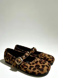 Vintage Leopard Print Mary Jane Shoes, Textured Velvet Metal Buckle, Flat Comfortable Commuter Single Shoe, Spring & Fall Fashion