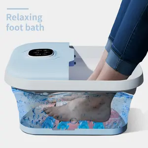 Bubble Mate Foot Spa with Invigorating Bubbles, Raised Massage Nodes, Removable Pumice Stone, Splash Proof, Toe Touch Controlled, Sky Blue Basin Container for Relaxing Foot Bath Bathroom Accessory