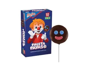 Ricolino Paleta Payaso Chocolate Marshmallow Mexican Candy Lollipops (10 Count), Sweet, Gummy Snack Bonbon Candies, Dulces Mexicanos