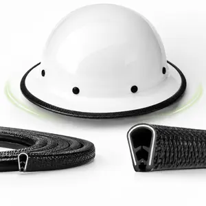 Hard Hat Brim Guard with Steel Core – Universal Full Brim Hard Hat Accessory, Clip-On Impact-Resistant Edge Protector for Carbon Fiber & Fiberglass Helmets, 36.6 Inch Black Strip, Hard Hat Not Included