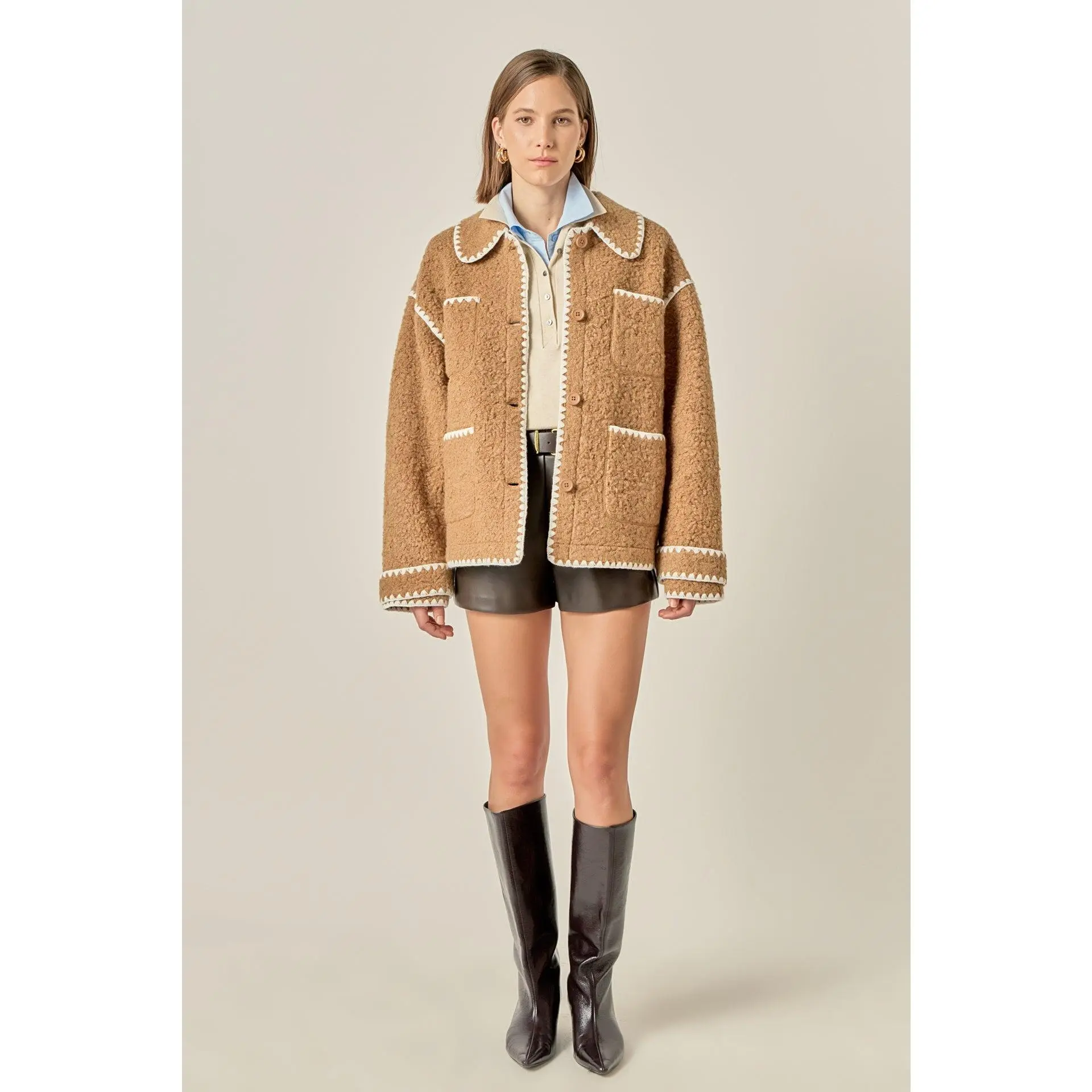 Embroidered Shearling Jacket