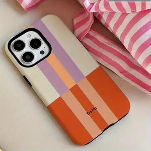 Creative New Dual-Layer Protective Case, Durable Anti-Drop Design, Striped Pattern, Fits iPhone 17-7, Holiday Theme, Gift Idea, Accessories