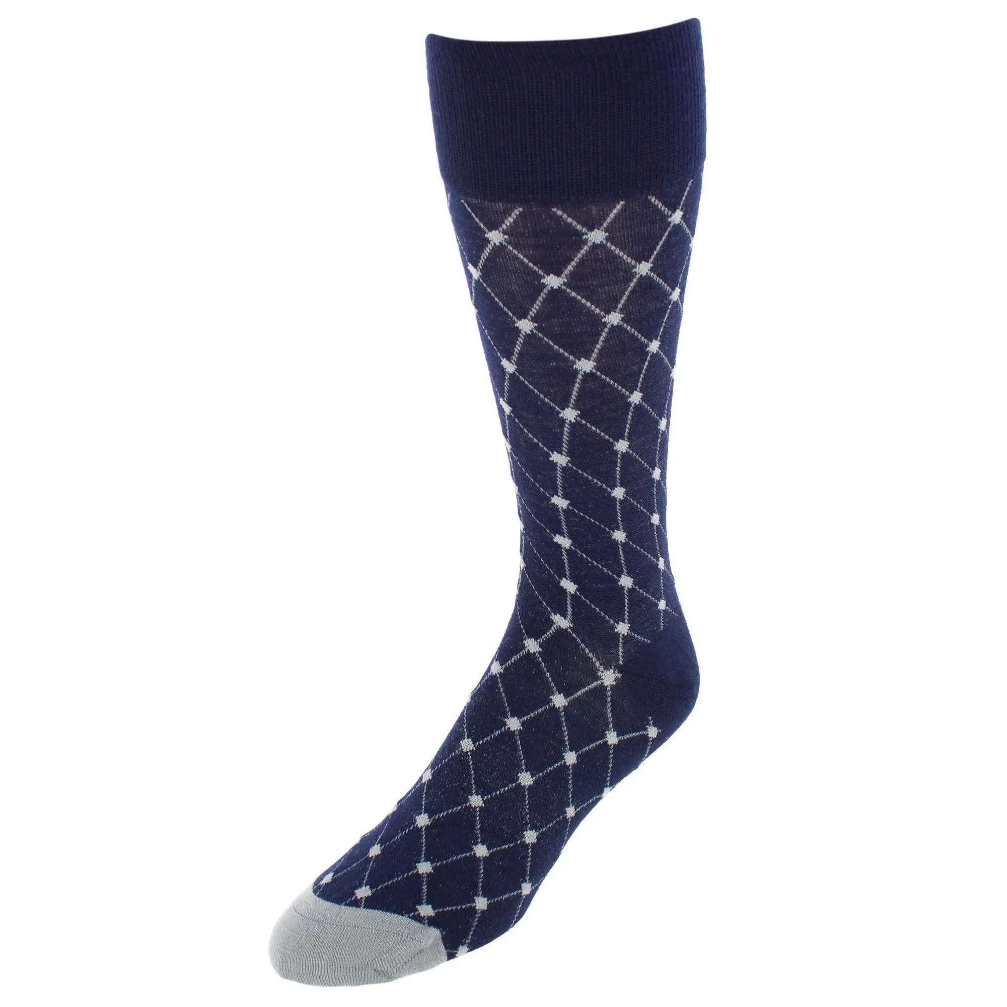 Trafalgar Ciel Diamon Patterned Mid-Calf Merino Wool Socks (1 Pair), Dress Socks