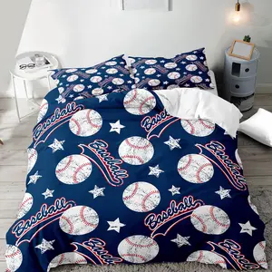 Baseball Print Duvet Cover Set, 2/3 Counts Including 1 Duvet Cover & 1/2 Counts Pillowcase, Soft Comfortable Bedding Set for Home Bedroom, Quilt Cover