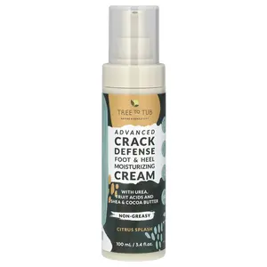 Tree To Tub Advanced Crack Defense, Foot & Heel Moisturizing Cream, Citrus Splash, 3.4 fl oz (100 ml)