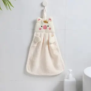 Household Cute Absorbent Kitchen Towels Lazy Cloth Towels Solid Color Children's Hand Towels Coral Plush Hand Towels