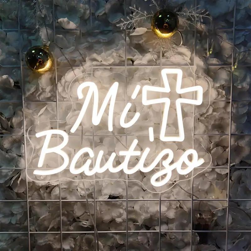 Mi Bautizo Led Sign for Wall Decor,Mi Bautizo Neon Sign,Mi Bautizo sign perfect for Children's Birthday Decoration,Room,Bedroom,Garden,Birthday Party,Christmas,Pub Bar Decoration,Gifts