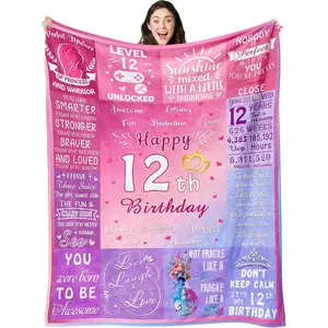 12th Birthday Gifts for Girls, Girls 12th Birthday Gifts Idea for Daughter Sister, 12 Year Old Blanket for Girls, Best Birthday Gift for 12 Years Old Girl, Birthday Pink Throw Blanket 60"x50"a