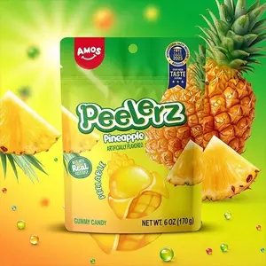 Amos Peelerz Pineapple Gummy Candy 6oz Bags | 3, 6, 12 Pack Bulk|Viral TikTok Snack