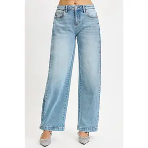 Convertible Barrel Wide Leg Jeans with Snap Hem – Trendy Street Style Denim