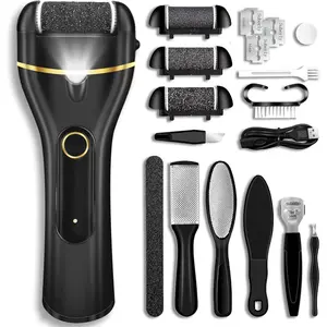 Callus Remover for Feet, Electric Foot Callus Remover Waterproof with 3 Rollers 2 Speed Battery Display,17 in1 Rechargeable Foot File Pedicure Kits for Dead Hard Cracked Dry Skin