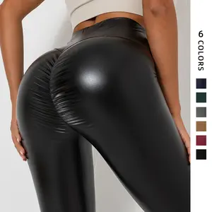 New Clearance Spring Collection: Women's PU Shiny Plus Size Leather Leggings, New High-Waisted Tight-Fitting Long Pants for Outerwear