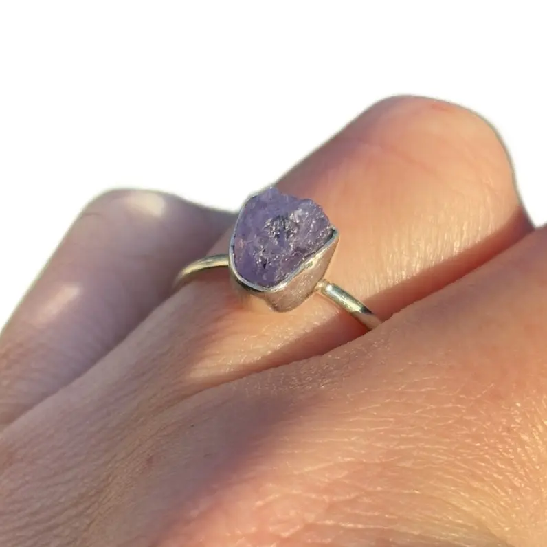 Sterling Silver Tanzanite Rough Stone Ring