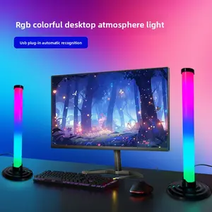 RGB Ambiance Light Night Lamp with APP Remote Control, Creative LED Music Rhythm Sound Control, Gaming Room Computer Desk Lamp, RGB Light Effect, Adjustable Rgb Lighting