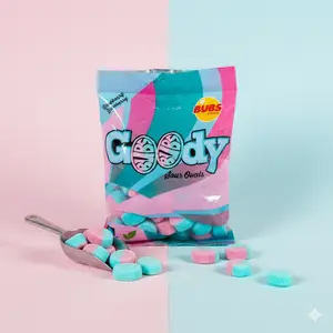 Sukar Goody Raspberry Blueberry Candy 90g Chewy Vegan Gelatin-Free Swedish Gummies Sweet Bonbon Soft Texture