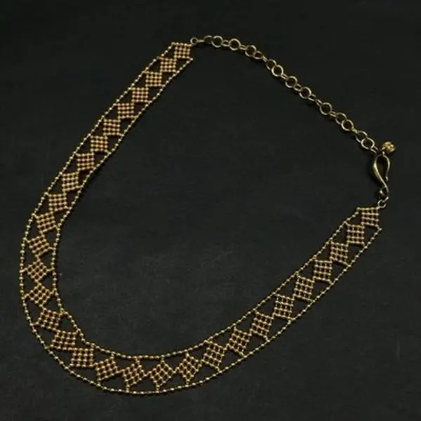 Pre-owned Givenchy Bead Stitch Gold Tone Choker Necklace 11008755488/682210