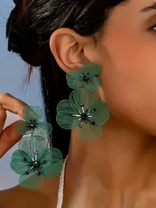 Bohemian Style Elegant Floral Drop Earrings for Women, Fashionable Design for Daily Wear or Vacation Gift, Trendy Accessories, Boho Style Jewelry