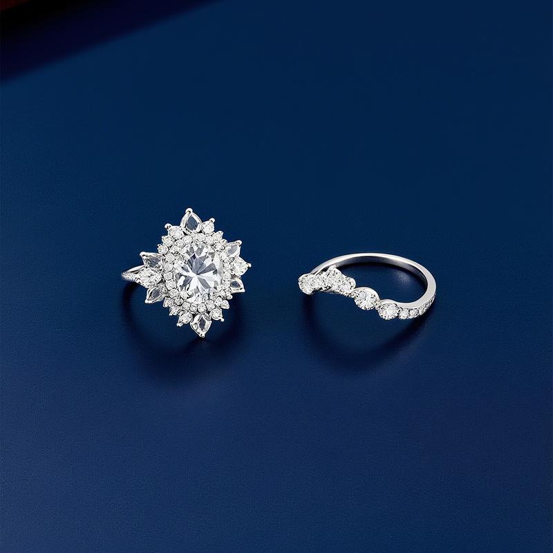 Gemini de UGood, Zicron Clear Double and Triple Ring Sets, Amplifying Aesthetics and Fashion Chic for Business and Party Occasions