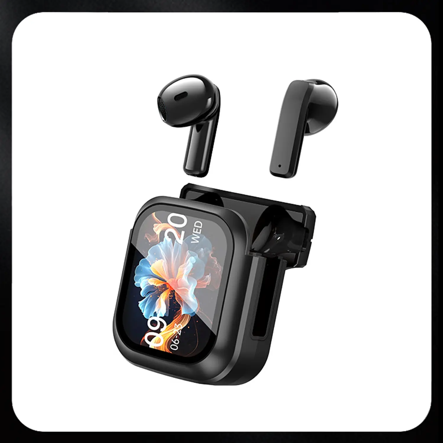 Smart Display Earbuds Bluetooth 6.0 Wireless Earbuds with Touch Screen Charging Case, ANC Noise Cancelling, ENC Clear Calls, HiFi Stereo Sound, Multi-Language Support Feature, Remote Camera Control, Find Earbuds Function, Long Playtime for iPhone Android